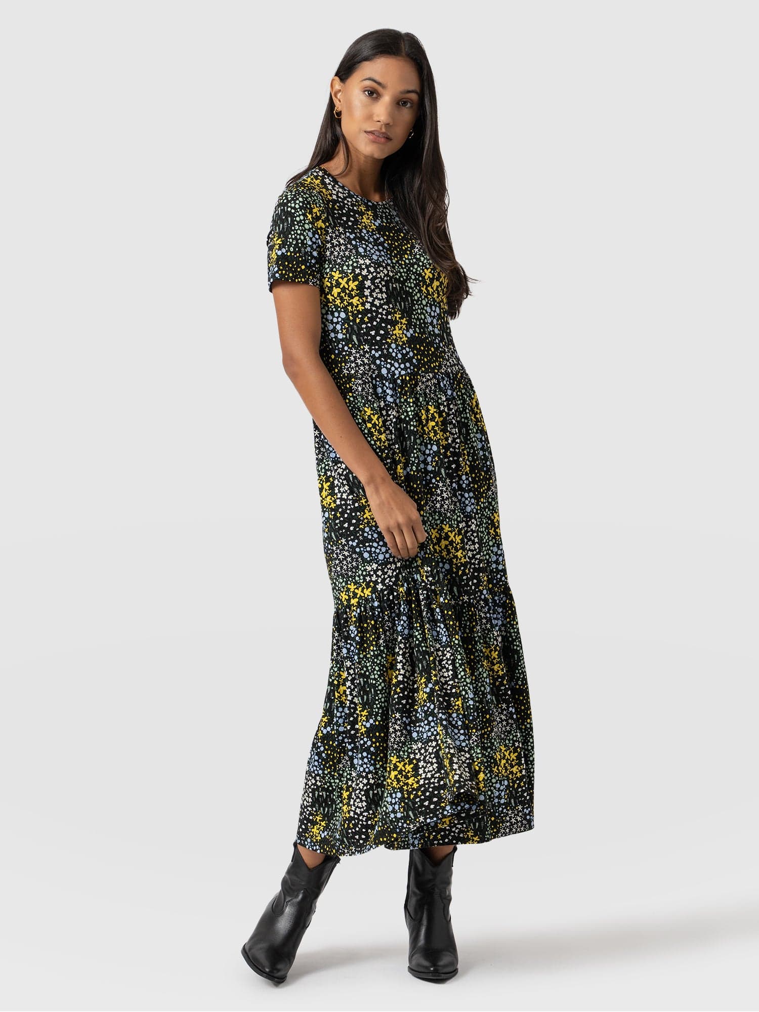 Greenwich Dress Short Sleeve Blue Ditsy Floral - Women's Dresses | Saint + Sofia® EU